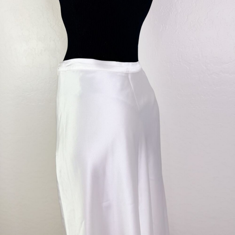 Gianni Bini Lyanna Slip A-Line Midi Skirt Sweet Sorbet White Silky Satin 8 NWT